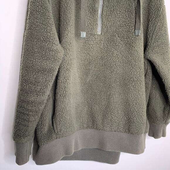 Athleta Talus Olive Green Sherpa 1/2 Zip Pullover Jacket Womens Large - Picture 10 of 16